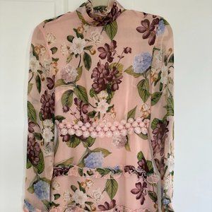 Nicholas Floral Silk Long Sleeve Dress